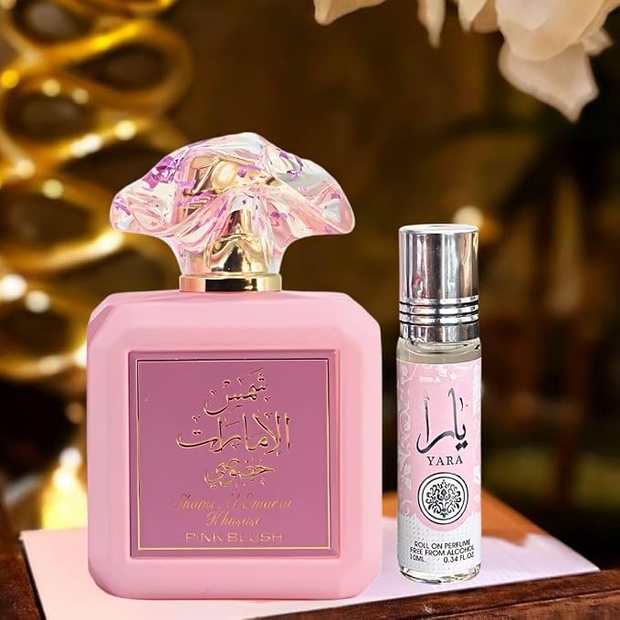 Ard al Zaafaran Pink Blush Shams Al Emarat Khususi Eau de Parfum 100ml & Yara Roll-On 10ml