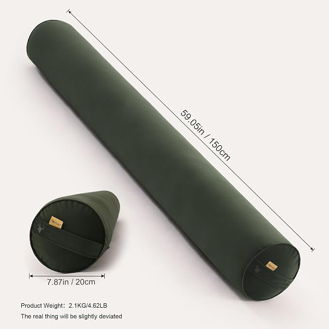Body Pillow for Adults,Long Round Pillow,Big Cylindrical Pillow,Large Full Bolster Pillows for Side Sleepers (Jade Green, 59"*7.87")