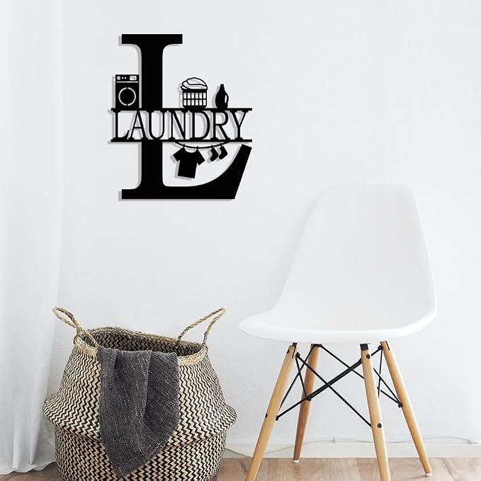 XORT Laundry Room Decor for Wall Farmhouse Laundry Sign, Vintage Metal Laundry Sign for Laundry Room Shelf Laundry Wall Art (Black - 10 x 12 inch)