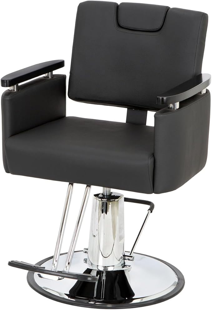Buy-Rite Carlton Reclining All-Purpose Salon Chair, Professional Hydraulic Styling Chair for Hair, Barber, Shampoo, Threading, Waxing, Adjustable Headrest, 550 lb Lift, Black, YLG-166