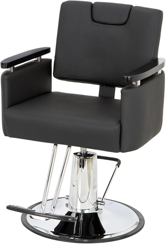 Buy-Rite Carlton Reclining All-Purpose Salon Chair, Professional Hydraulic Styling Chair for Hair, Barber, Shampoo, Threading, Waxing, Adjustable Headrest, 550 lb Lift, Black, YLG-166