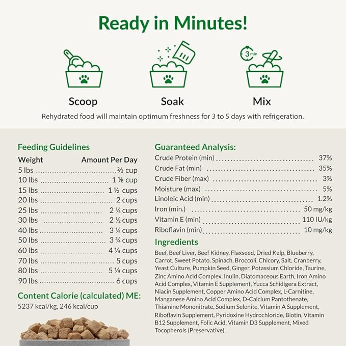 ULTIMATE PET NUTRITION Nutra Complete Freeze-Dried Raw Dog Food, Beef 1lb | Vet-formulated with antioxidants, prebiotics, & amino acids, full meal or topper for adult canines, all breeds & sizes