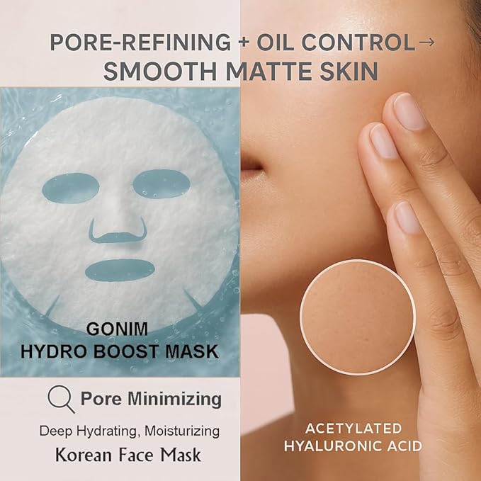 GONIM Face Mask Korean Skin Care with Hyaluronic Acid Serum, Vitamin C, Collagen Activation-Face Masks Skincare Hydration, Anti Aging & Moisturizing Sheet Mask for All Skin Korean Face Mask 30mlx10pcs