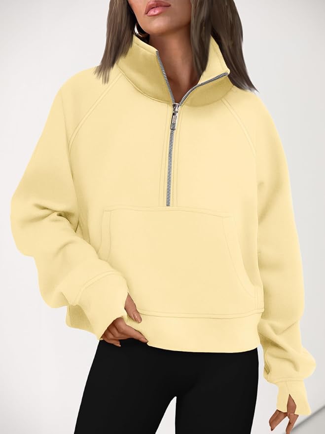 AUTOMET Womens Sweatshirts Half Zip Fleece Pullover Fall Outfits | Fall Fashion Clothes 2026,Cropped Sweatshirts,Cute Y2k Tops,Quarter Zipper Sweater,Winter Loungwear Outfits