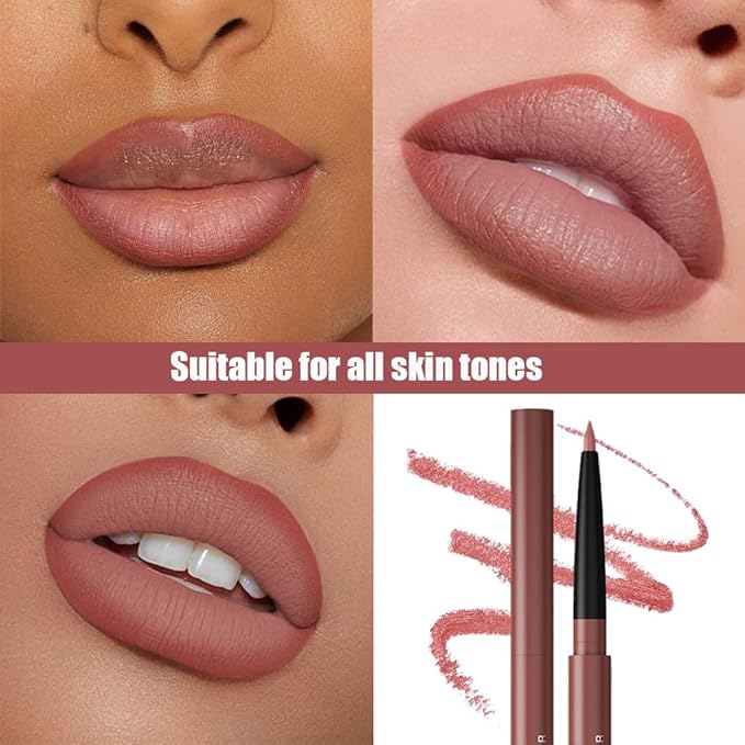 Gel Lip Liner Pencil for Women, Rose Wood Matte Long Lasting Lip Liner Lipstick 24 Hour, High Pigmented Lips Makeup Retractable Liners Waterproof Smudge Proof, Vegan & Cruelty-Free 04