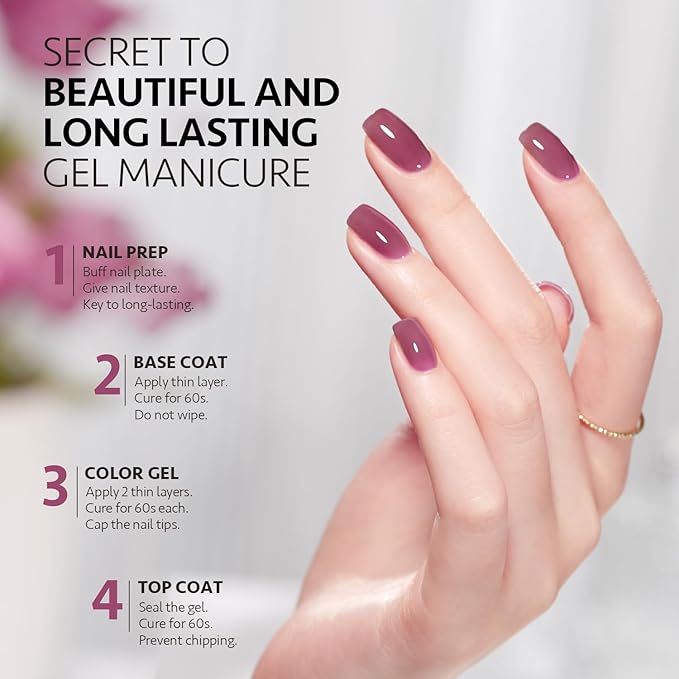 GAOY Jelly Purple Gel Nail Polish, 16ml Sheer Natural Translucent Soak Off Gel Polish, UV Light Cure for Nail Art DIY, 2085 Crystal Purple