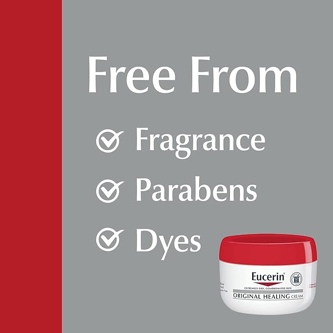 Eucerin Original Healing Cream, Unscented Body Cream for Extremely Dry, Sensitive and Compromised Skin, Emollient Enriched Body Moisturizer, 16 Oz Jar, (Pack of 12)