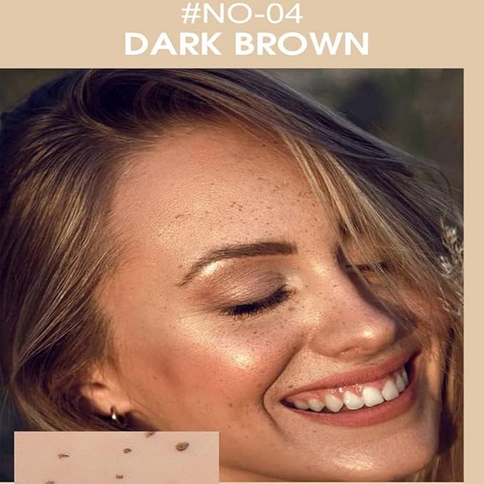 4 PCS Freckle Pen,Natural Lifelike Faux Fake Freckles Makeup Pen,Waterproof Long Lasting Quick Dry (01 Light Brown+02 Natural Coffee+03 Chestnut+04 Dark Brown)