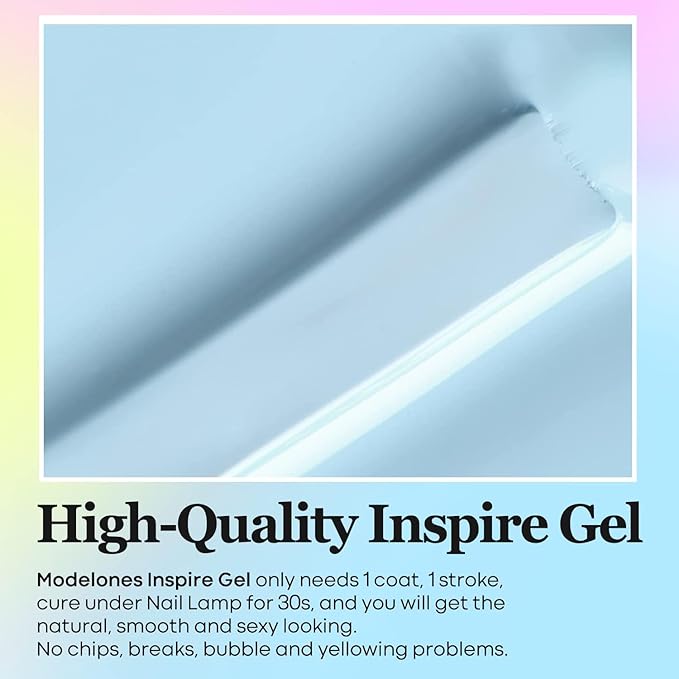 modelones Blue Gel Nail Polish Baby Blue Polish Soak Off Pastel Soft Light Nail Polish Gel Nail Art Salon Manicure 15 ML