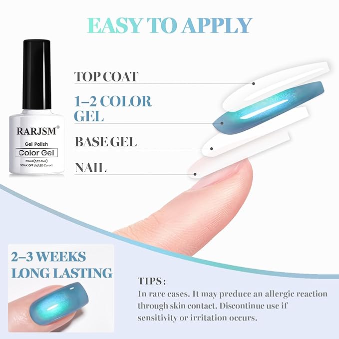RARJSM Ceramics Glitter Cat Eye Gel Nail Polish Set 6Pcs Wine Red Magenta Purple Teal Blue Emerald Green Bronze Gold Shimmer Smoothie Cateye Gel Polish with Magnetic Stick Curing Require Home Salon