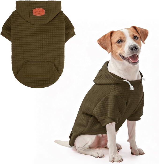 BEAUTYZOO Dog Hoodies Sweater for Small Dogs,Waffle‑Like Laminated Pet Coat | Warm Dog Sweatshirt with Pocket & Leash Hole,Pullover Clothes for Girl Boy Dogs & Cats,Stretchy & Easy‑On‑Off,Chihuahua Puppy