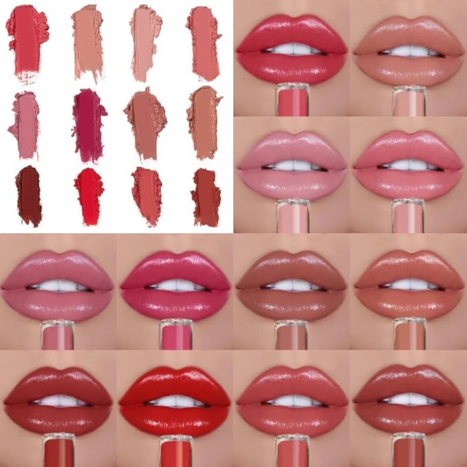 12 Color Cream Lip Gloss, 2025 New Long-Lasting Moisturizing Velvet Lip Lipstick, Waterproof, Non-Fading, Hydrating Tint Natural Jelly Lipstick Suitable for Girls and Women (#2)