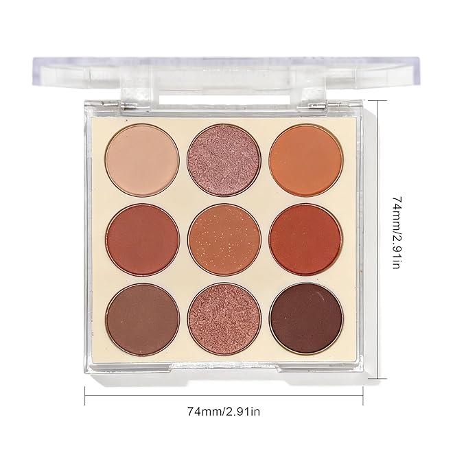9 Colors Shimmer Eyeshadow Makeup Palette, Matte Nude Neutral Eye Shadow Palettes, Highly Pigmented Long Lasting Waterproof Blendable, sombras para ojos Pink Coffee Brown Eye Glitter