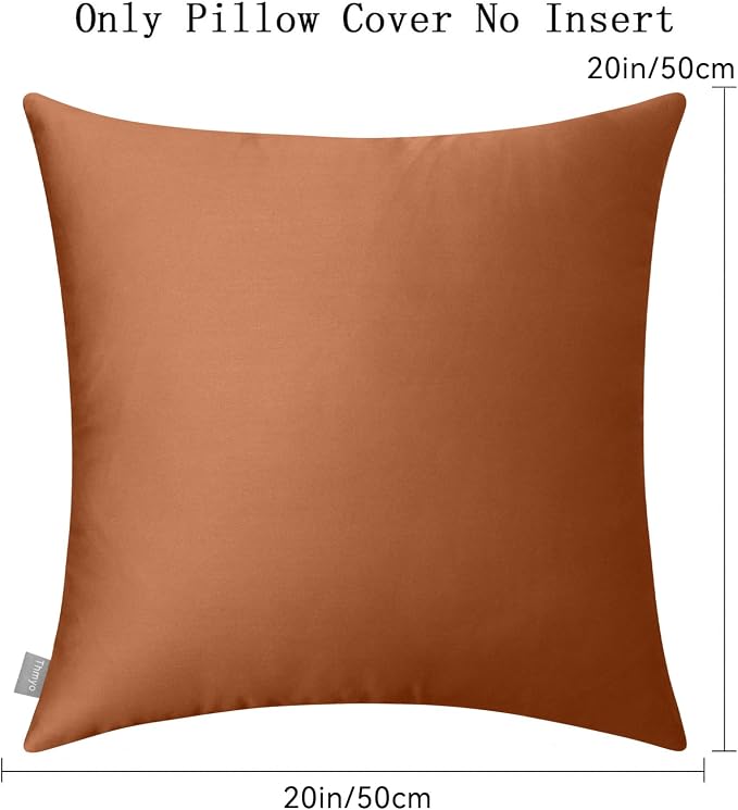 Thmyo 4-Pack 100% Cotton Comfortable Solid Decorative Throw Pillow Case, Square Cushion Cover Pillowcase Sublimation Blank Pillow Covers DIY Throw Pillowcase for Sofa(20x20 inch/ 50x50cm,Rust)