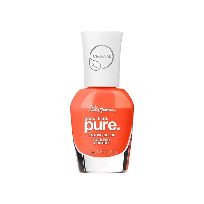 Sally Hansen Good. Kind. Pure. Nail Polish | Plant-Based, Vegan, 16-Free Formula | Opaque, Shiny | 286 Poppy'n Fresh | Bright Orange Nail Color