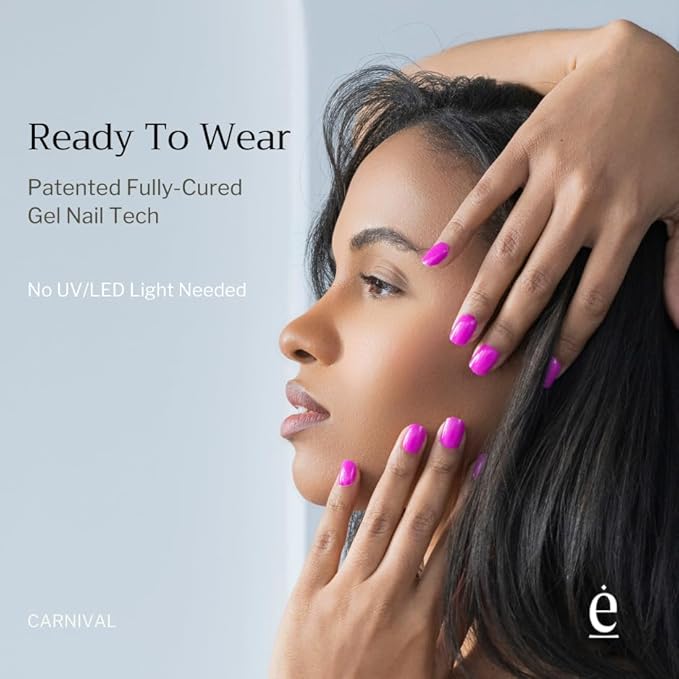34 Piece Fully Cured Gel Nail Strips With No UV Light Needed, 14+ Days Gel Nail Polish Stickers, Salon Quality, Easy to Apply & Remove – Toxin Free, No Damage (Carnival)