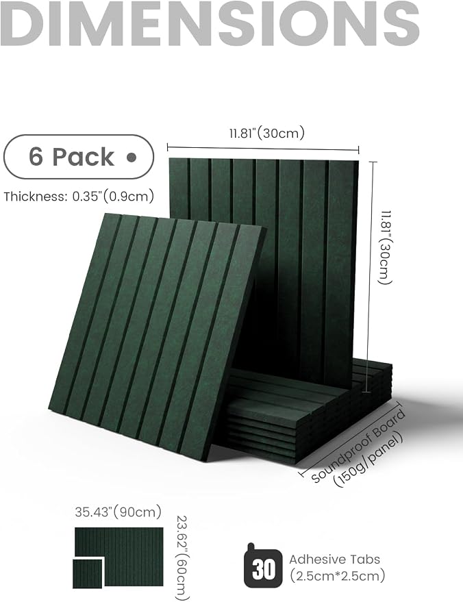 Fluxynara 36" x 24" Large Felt Bulletin Board, Pine Green | 6 Pack Cork Board Alternative with 30 Safe Adhesive Tabs, Pin Boards for Wall Decor, Home, Office, Classroom,Dorm