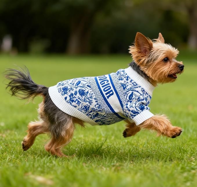Everything Chic Luxury Dog Sweater – Soft Knit Designer Pet Outfit for Small Dogs & Puppies, XS–L, Stylish Warm Clothing for Yorkies, Chihuahuas, Dachshunds, Maltese, French Bulldog