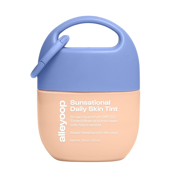 Alleyoop Sunsational Tinted Moisturizer SPF 50 for Face Broad Spectrum – 100% Mineral Face Sunscreen with Jojoba, Hydrating & Soothing Tinted Sunscreen, Vegan & Cruelty-Free (Gleam)