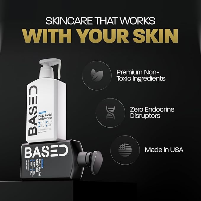 BASED Daily Skincare Duo | Purifying Face Wash + Restoring Moisturizer | Built For All Skin Types | High-Performance Ingredients | Hormone Safe - No Endocrine Disruptors
