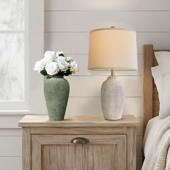 Ceramic Flower Vase Home Decor - 9.2 inch Large Farmhouse Table Vases, Rustic Decorative Vases for Kitchen Living Room Coffee Dining Shelf Mantel Decoration