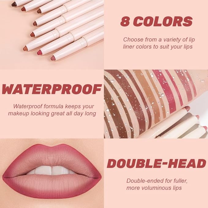 SUAKE Plump Matt Lipstick Lipliner Pencil Pack,Waterproof Crayon with Silicone Smudger for Define Contours & Sculpting Lip, Longwear Moisture Smooth Creamy Formula for Lip Makeup (02# Press)