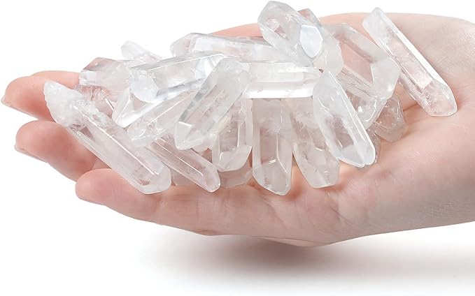 DUQGUHO Raw Crystals Bulk 0.45 lb Natural Clear Quartz Crystal Points Irregular Tumbled Polished Crystal Stones for Jewelry Making Plants Succulent Vase Filler Home Decorative Stones 1.18-2"