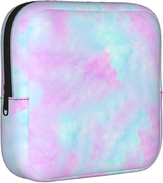 Pink Tie Dye Period Bag For Women,Portable Sanitary Napkin Period Pad Pouch For Purse, Small Make Up Bags