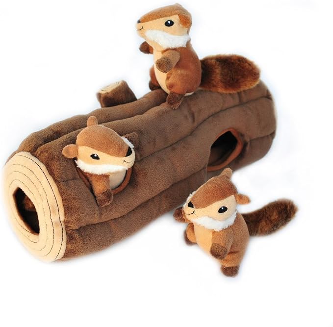 ZippyPaws Burrow Interactive Dog & Puppy Toys for Boredom - Chipmunk Log