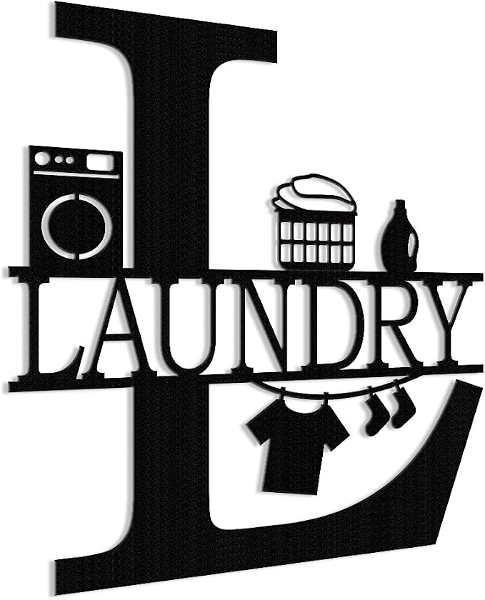 XORT Laundry Room Decor Sign, Vintage Metal Laundry Sign Wall Art for Modern Home, Kitchen, Bathroom Hanging Decoration (Black - 12 x 14 inch)