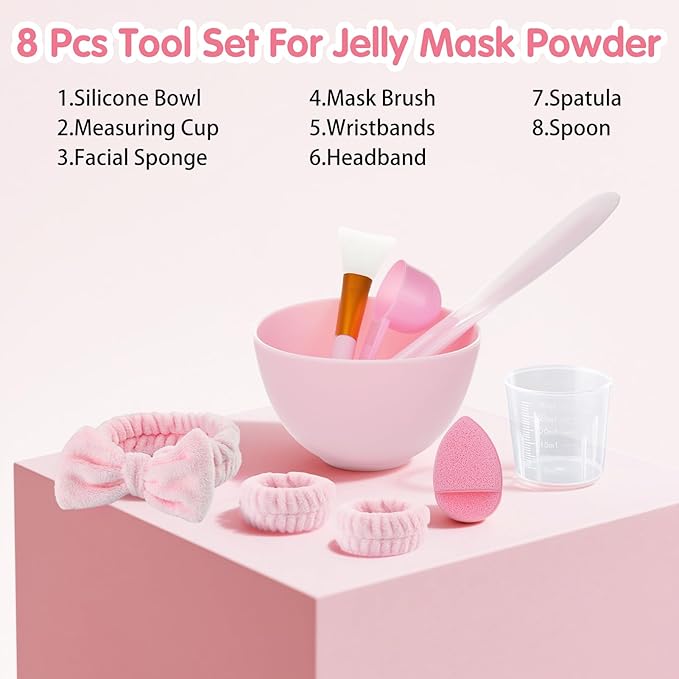Jelly Masks for Facials Professional, Bulgarian Rose Hydrating & Moisturizing Jelly Mask Powder with Mixing Bowl Set, Peel-Off Hydrojelly Face Mask Skincare, Spa Use for All Skin