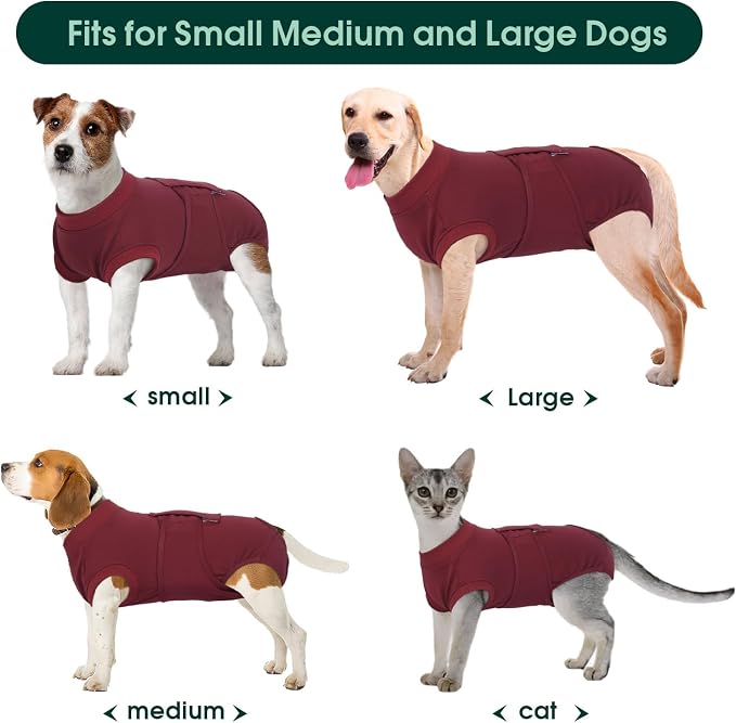 Kuoser Recovery Suit for Dogs Cats, Soft Dog Surgery Suit Female Male Spay | Professional Dog Onesie for Surgery, Substitute E-Collar & Cone, Prevent Licking Dog surgical suit Pet Neuter Suit