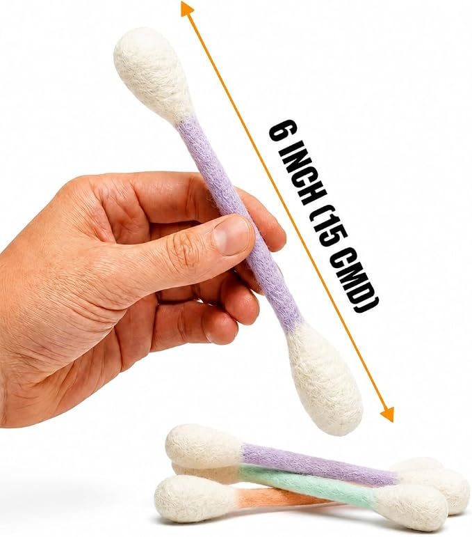 Glaciart One Swabs Cat Toys with Catnip - 6 Pk | Durable for Chew, Cute Cat Toys Interactive Kitty for Boredom, Exercise, & Play | Filled w/Organic Catnip for Anxiety & as Digestive Aid | Gift Idea