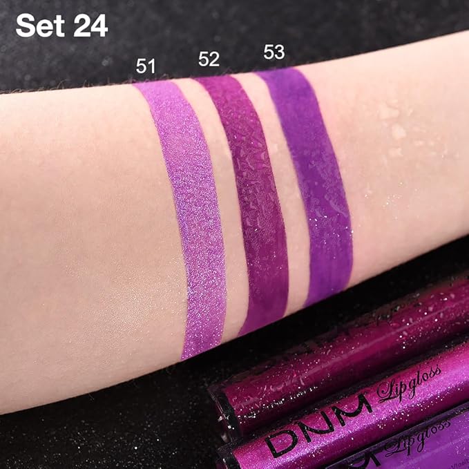 Violet Purple Crystal Metallic Shimmer Glitter Matte Liquid Lipstick Lip Stain Sets for Women Matte+Lipstick Long Lasting Waterproof Permanent 24 Hours Magic Lipstick 24 Hours originalSet(24#)
