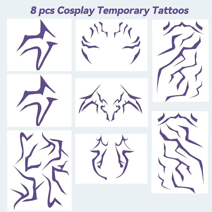 Full Body Temporary Tattoo Set (8 PCS) – Waterproof Holographic Body Art Stickers for Festival, Cosplay, Party & Fashion Looks – Long Lasting & Easy to Remove