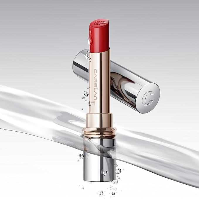 CARSLAN Flood Kissed Lipstick, Hydrating Lip Color Makeup, Natural Lip Gloss Finish with Hyaluronic Acid Formula, Shiny, Smooth, W01