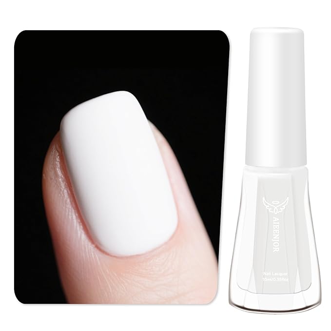 White Nail Polish Matte, Nail Polish White French Quick Dry, No UV Lamp Needed, Streak Free, Long- Last Fingernail Polish for Nail Manicure Salon DIY Nail Art, 0.35 Fl Oz