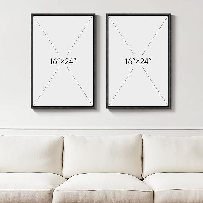 Framed Neutral Black Beige Abstract Wall Art Set of 2, Modern Minimalist Canvas Prints Paintings Artwork for Walls, Block Lines Pictures for Living Room Dining Room Bedroom Office Wall Decor 16x24 In