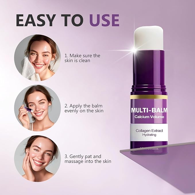 Hajoyful Calcium Multi Balm, Calcium Volume & Wrinkle Core Stick, Korean Collagen Moisturing Stick, Hydrating, Firming Skin, Suitable for Face, Eyes & Neck, 9g