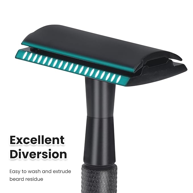 KEROPY Eco-Friendly Safety Razor With 10 Premium Stainless Steel Blade Safety Razors For Men Shaving Razor, Smooth Wet Shave Experience, Gun Black