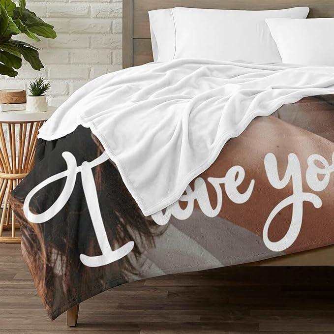 inkArts Custom Blanket with Photo, Personalized Blanket, Customized Photo Blankets, Customizable Picture Blankets, Personalized Mom Blanket Gifts for Mom Baby Kid Family