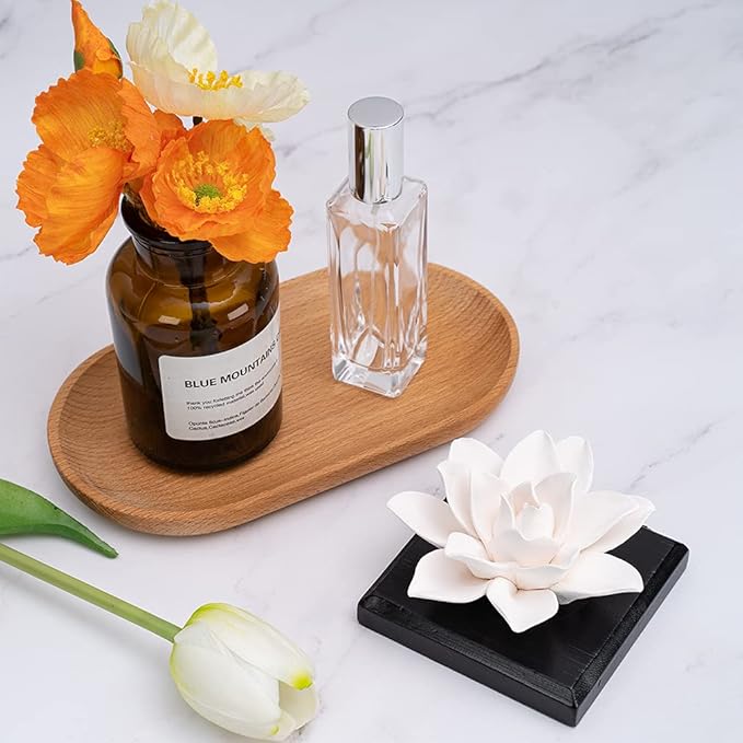 Magnolia Flower Styling Essential Oil Diffuser Stone, Non-Electric, Handmade Products, Decorative Tabletops, Car Decoration Ornaments(Essential Oils Not Included)