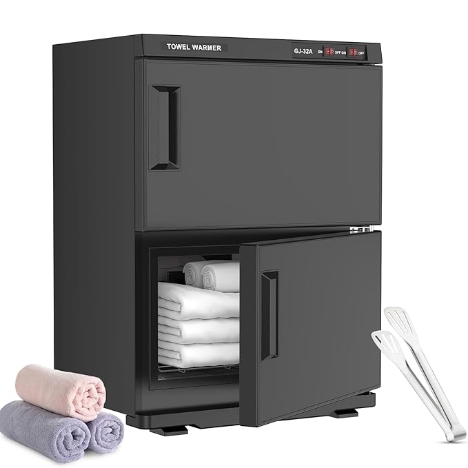ADVWIN 32L Hot Towel Warmer Cabinet, Towel Warmer for Spa Salon, Professional Large Capacity Towel Double Cabinet for Bathroom, Esthetician