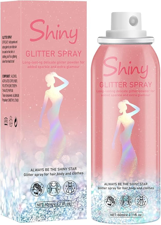 Glint-Rainbow Body Glitter Spray,Glitter Spray for Hair and Body,Long-Lasting Shimmer Powder Hairspray for Festival Concert Party Rave Accessories (Glint-Rainbow)