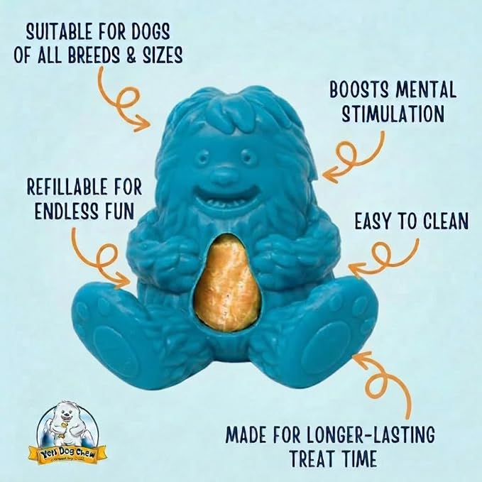 Yeti Puff & Play Interactive Dog Toy, Nugget Treat Dispenser, Blue Yeti