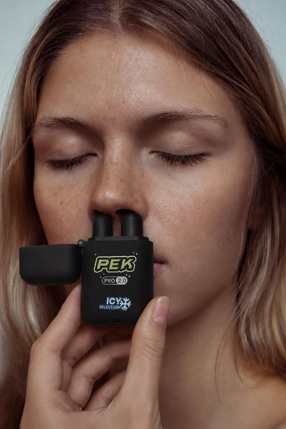 PEK Nasal Stick - Strong Cooling Menthol Inhaler for Energy & Focus | Aromatherapy Nasal Inhaler with Natural Essential Oils | Portable Dual-Nostril Mood Boost | Energy Flavor (Redbull)
