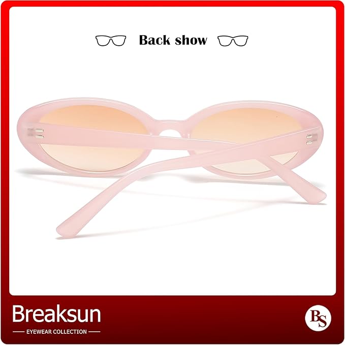 Breaksun Retro Oval Sunglasses for Women Men Fashion Small Oval Sunglasses 90s Vintage Shades