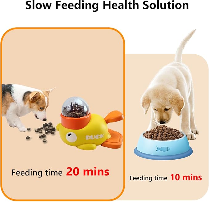 Duck Treat Dispenser Toy,Slow Puzzle Feeder for Cats&Small Dogs | 3 Adjustable Openings Fit Treats & Kibble; Cat Puzzle Feeder Boosts IQ & Stimulation; Interactive Treat Toy Reduces Boredom