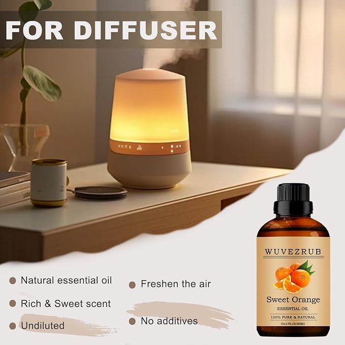 SweetOrange Essential Oils,60ML Pure and Natural Essential Oil for Aromatherapy Diffuser - SweetOrange /2 Fl Oz