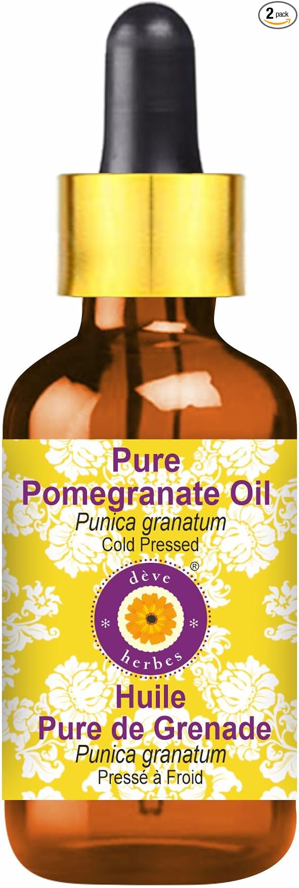 dève herbes Pure Pomegranate Oil (Punica granatum) with Glass Dropper Cold Pressed 100ml (3.38 oz)